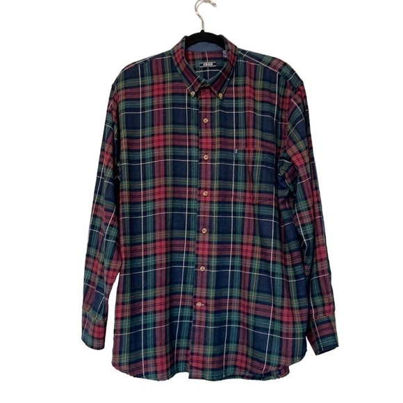 Izod Flannel Button Down Long Sleeve Plaid Shirt - Size XL - Picture 2 of 12